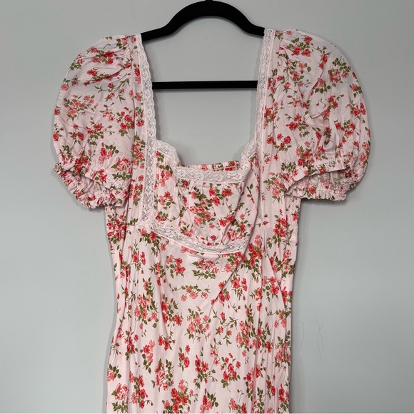 BNWT RUMORED Floral Square Neck Puff Sleeves Maxi Dress Cottagecore, Romantic - Picture 3 of 14